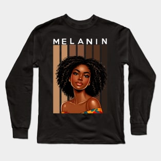 Melanin Shades Beauty Afrocentric Afro Queen Long Sleeve T-Shirt